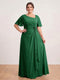 A-Line/Princess Floor-Length Short Sleeves V-Neck Plus Size Mother of the Bride Dresses