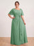 A-Line/Princess Floor-Length Short Sleeves V-Neck Plus Size Mother of the Bride Dresses