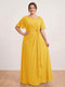 A-Line/Princess Floor-Length Short Sleeves V-Neck Plus Size Mother of the Bride Dresses