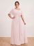 A-Line/Princess Floor-Length Short Sleeves V-Neck Plus Size Mother of the Bride Dresses