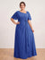 A-Line/Princess Floor-Length Short Sleeves V-Neck Plus Size Mother of the Bride Dresses