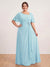 A-Line/Princess Floor-Length Short Sleeves V-Neck Plus Size Mother of the Bride Dresses