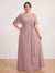 A-Line/Princess Floor-Length Short Sleeves V-Neck Plus Size Mother of the Bride Dresses