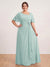 A-Line/Princess Floor-Length Short Sleeves V-Neck Plus Size Mother of the Bride Dresses