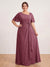 A-Line/Princess Floor-Length Short Sleeves V-Neck Plus Size Mother of the Bride Dresses