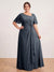 A-Line/Princess Floor-Length Short Sleeves V-Neck Plus Size Mother of the Bride Dresses