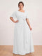 A-Line/Princess Floor-Length Short Sleeves V-Neck Plus Size Mother of the Bride Dresses