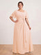 A-Line/Princess Floor-Length Short Sleeves V-Neck Plus Size Mother of the Bride Dresses