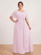 A-Line/Princess Floor-Length Short Sleeves V-Neck Plus Size Mother of the Bride Dresses