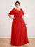 A-Line/Princess Floor-Length Short Sleeves V-Neck Plus Size Mother of the Bride Dresses