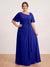 A-Line/Princess Floor-Length Short Sleeves V-Neck Plus Size Mother of the Bride Dresses