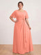 A-Line/Princess Floor-Length Short Sleeves V-Neck Plus Size Mother of the Bride Dresses