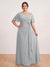 A-Line/Princess Floor-Length Short Sleeves V-Neck Plus Size Mother of the Bride Dresses