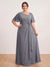 A-Line/Princess Floor-Length Short Sleeves V-Neck Plus Size Mother of the Bride Dresses