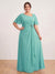 A-Line/Princess Floor-Length Short Sleeves V-Neck Plus Size Mother of the Bride Dresses