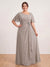 A-Line/Princess Floor-Length Short Sleeves V-Neck Plus Size Mother of the Bride Dresses