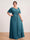 A-Line/Princess Floor-Length Short Sleeves V-Neck Plus Size Mother of the Bride Dresses