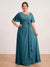A-Line/Princess Floor-Length Short Sleeves V-Neck Plus Size Mother of the Bride Dresses