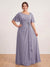 A-Line/Princess Floor-Length Short Sleeves V-Neck Plus Size Mother of the Bride Dresses