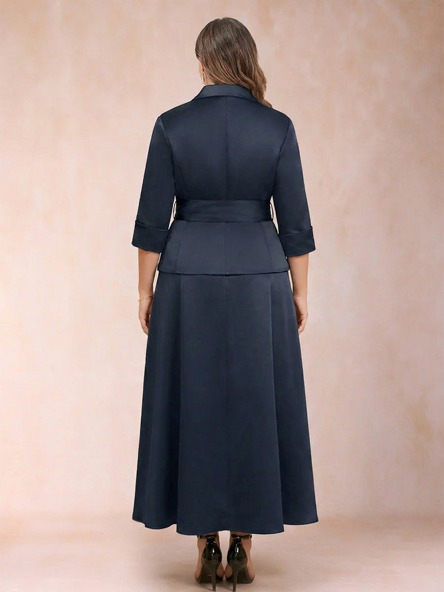A-Line/Princess Separates V-Neck Two Piece Plus Size Mother of the Bride Dresses With Bow Pleats