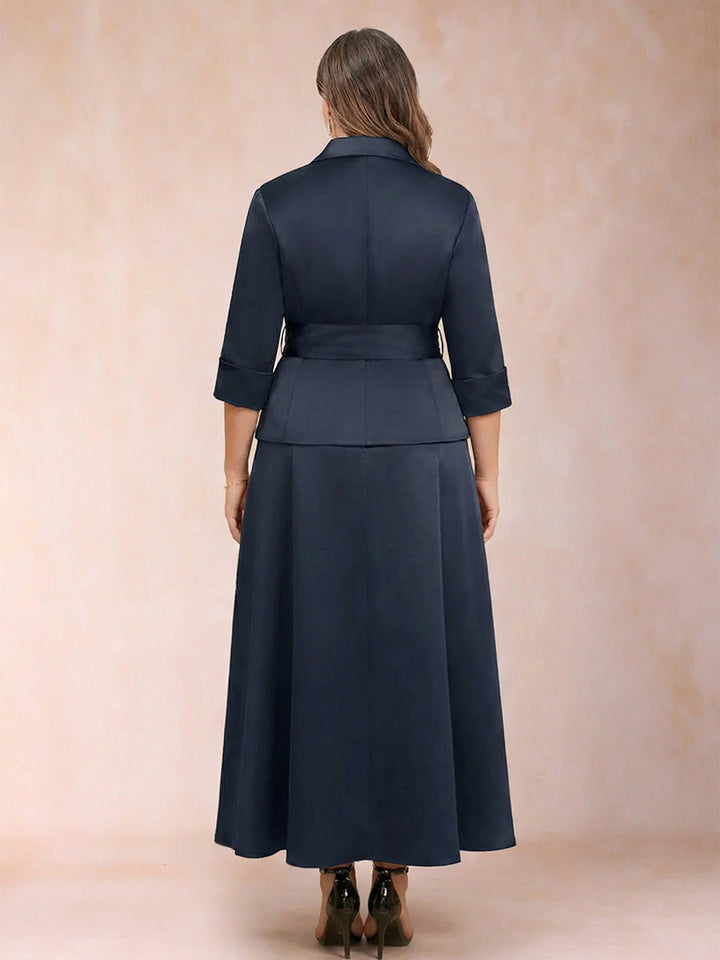 A-Line/Princess Separates V-Neck Two Piece Plus Size Mother of the Bride Dresses With Bow Pleats