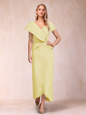 Sheath/Column V-Neck Asymmetrical Chiffon Mother of the Bride Dresses With Beading Sequins