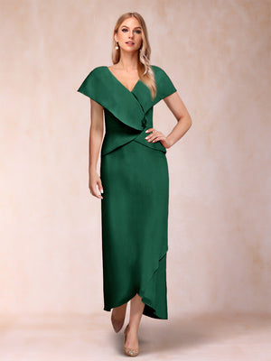 Sheath/Column V-Neck Asymmetrical Chiffon Mother of the Bride Dresses With Beading Sequins