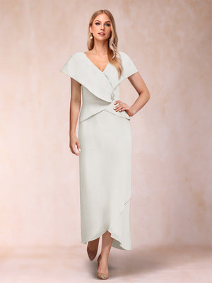 Sheath/Column V-Neck Asymmetrical Chiffon Mother of the Bride Dresses With Beading Sequins