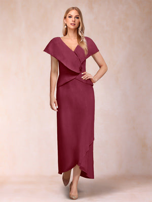 Sheath/Column V-Neck Asymmetrical Chiffon Mother of the Bride Dresses With Beading Sequins