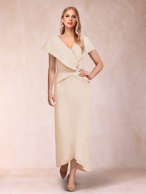 Sheath/Column V-Neck Asymmetrical Chiffon Mother of the Bride Dresses With Beading Sequins