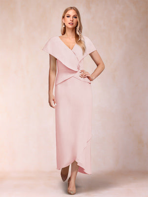 Sheath/Column V-Neck Asymmetrical Chiffon Mother of the Bride Dresses With Beading Sequins