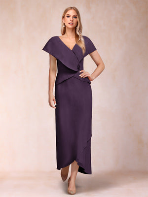 Sheath/Column V-Neck Asymmetrical Chiffon Mother of the Bride Dresses With Beading Sequins
