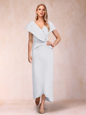 Sheath/Column V-Neck Asymmetrical Chiffon Mother of the Bride Dresses With Beading Sequins