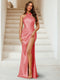 Trumpet/Mermaid Halter Sleeveless Evening Dresses With Split Side
