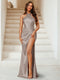 Trumpet/Mermaid Halter Sleeveless Evening Dresses With Split Side