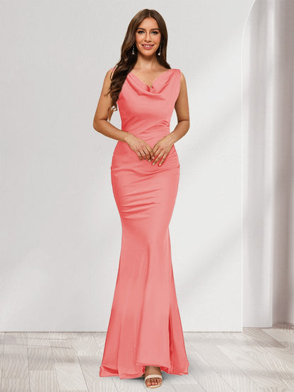 Trumpet/Mermaid V-Neck Sleeveless Evening Dresses With Sash