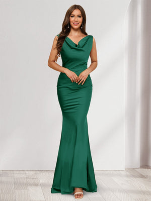 Trumpet/Mermaid V-Neck Sleeveless Evening Dresses With Sash