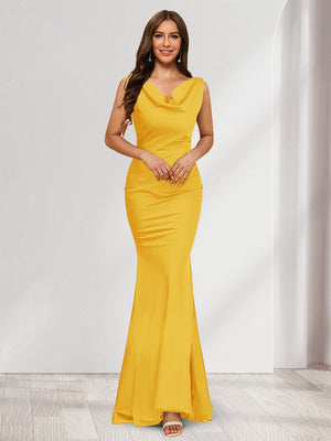Trumpet/Mermaid V-Neck Sleeveless Evening Dresses With Sash