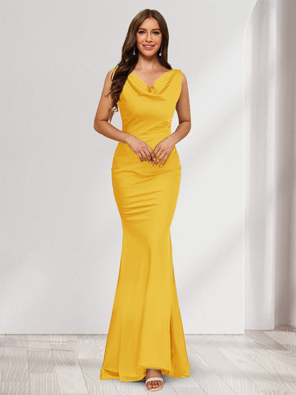 Trumpet/Mermaid V-Neck Sleeveless Evening Dresses With Sash