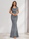 Trumpet/Mermaid V-Neck Sleeveless Evening Dresses With Sash