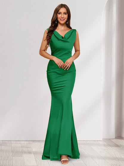 Trumpet/Mermaid V-Neck Sleeveless Evening Dresses With Sash