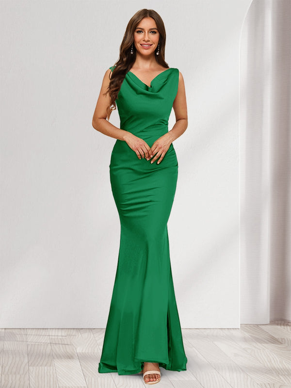 Trumpet/Mermaid V-Neck Sleeveless Evening Dresses With Sash