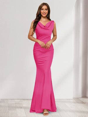 Trumpet/Mermaid V-Neck Sleeveless Evening Dresses With Sash