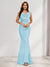 Trumpet/Mermaid V-Neck Sleeveless Evening Dresses With Sash