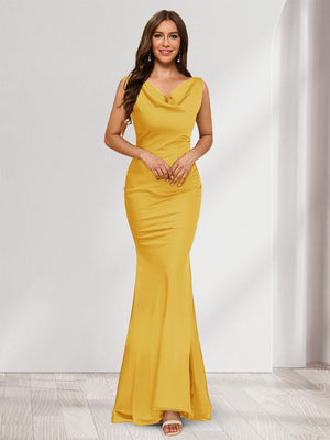 Trumpet/Mermaid V-Neck Sleeveless Evening Dresses With Sash