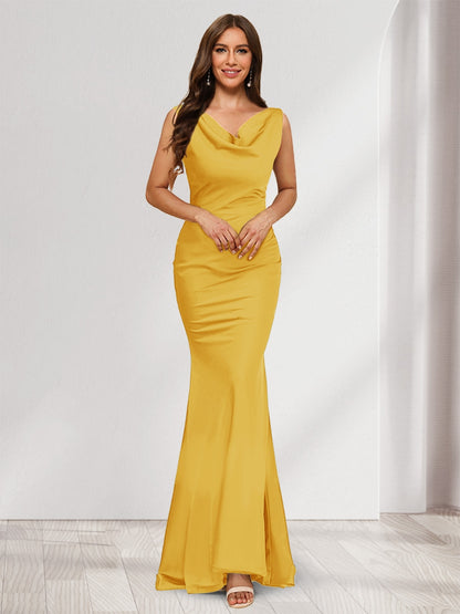 Trumpet/Mermaid V-Neck Sleeveless Evening Dresses With Sash