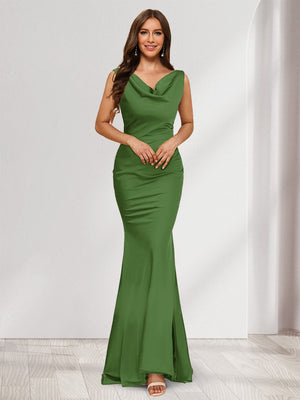 Trumpet/Mermaid V-Neck Sleeveless Evening Dresses With Sash