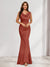 Trumpet/Mermaid V-Neck Sleeveless Evening Dresses With Sash