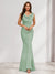 Trumpet/Mermaid V-Neck Sleeveless Evening Dresses With Sash