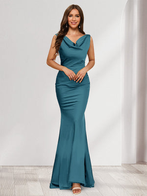Trumpet/Mermaid V-Neck Sleeveless Evening Dresses With Sash